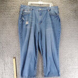 Shein Jeans Womens 4XL Blue Curve Stretch Distressed Denim Casual Plus Size